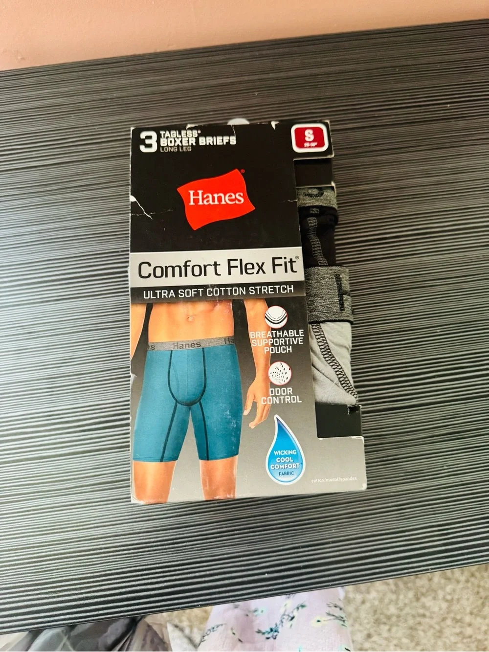 Hanes Comfort Flex Fit Men's Boxer Briefs - Teal & Gray (3-Pack)
